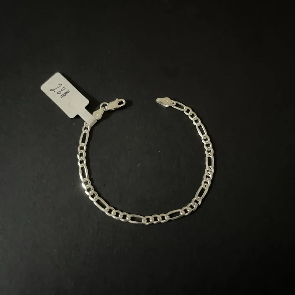 Esclava De Plata 925 Con Tejido Figaro,925 Silver Bracelet 7 Inch